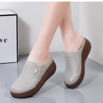 Genuine leather casual half  slippers